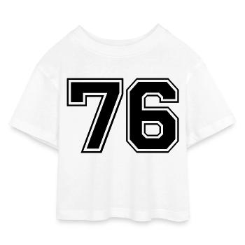 76 - Kids’ Cropped Jersey T-Shirt - white - Front