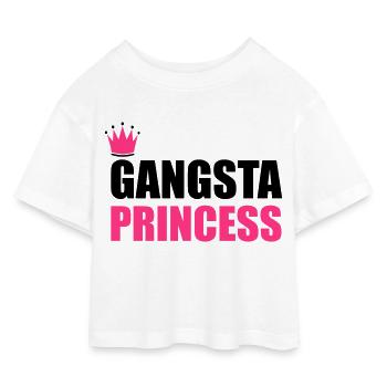 Gangsta Princess - Kinder Cropped Jersey T-Shirt - Weiß - Vorne