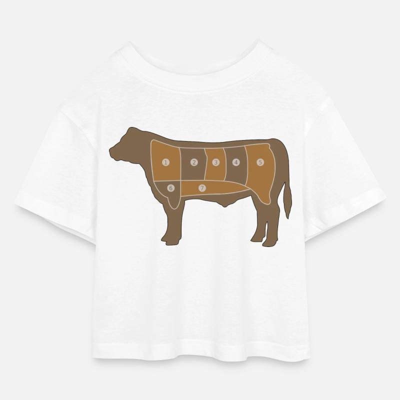 Fleisch Chart - Kinder Cropped Jersey T-Shirt - Weiß