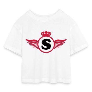 s_logo_f2 - T-shirt Crop Top en jersey Enfant - blanc - Devant