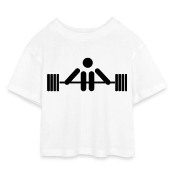 gewicht_heben___f1 - Kinder Cropped Jersey T-Shirt - Weiß - Vorne