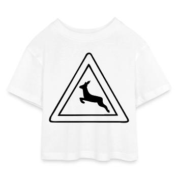 caution wild - Kids’ Cropped Jersey T-Shirt - white - Front