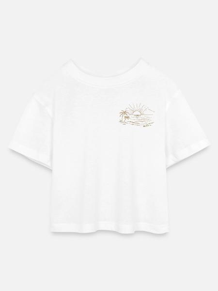 Sunset - Kinder Cropped Jersey T-Shirt - Weiß