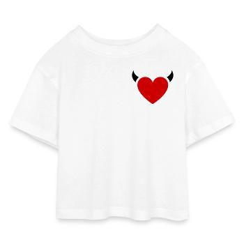 Petites Cornes de Cœur de Diable - T-shirt Crop Top en jersey Enfant - blanc - Devant
