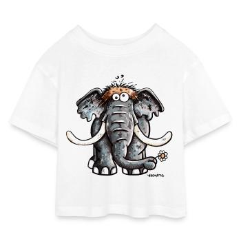 Éléphant avec fleur - T-shirt Crop Top en jersey Enfant - blanc - Devant