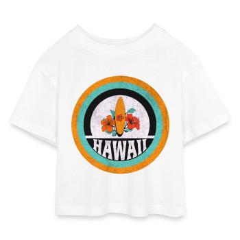Design vintage de surf Hawaii - T-shirt Crop Top en jersey Enfant - blanc - Devant