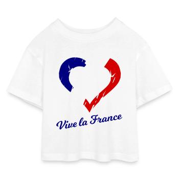 Long live France - Kids’ Cropped Jersey T-Shirt - white - Front
