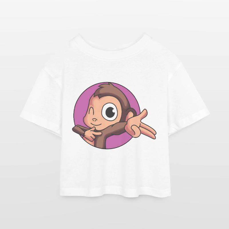 Freches Äffchen Kinder Cropped Jersey T-Shirt