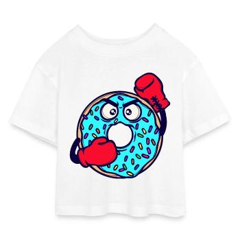 Donut Süßigkeiten Lecker Naschen Nachspeise - Kinder Cropped Jersey T-Shirt - Weiß - Vorne