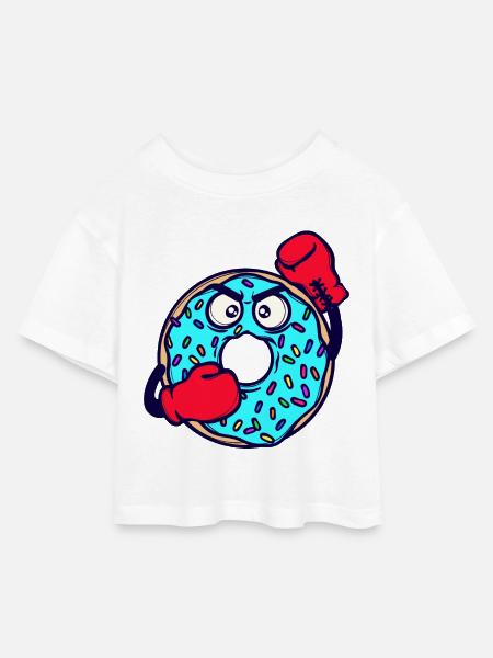 Beignet Bonbons Délicieux Snack Dessert - T-shirt Crop Top en jersey Enfant - blanc