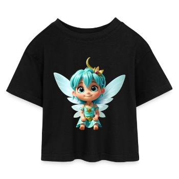 Bébé fée - T-shirt Crop Top en jersey Enfant - noir - Devant