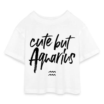 Astro Cute but Aquarius - Kinder Cropped Jersey T-Shirt - Weiß - Vorne
