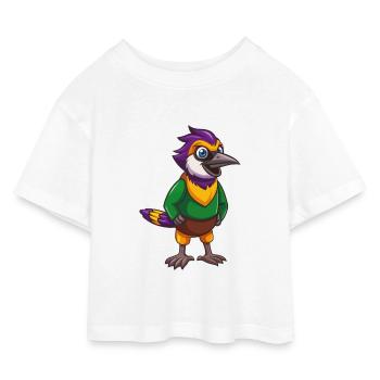 Jay Bird Lustige Kawaii Cartoon Figur Clipart - Kinder Cropped Jersey T-Shirt - Weiß - Vorne