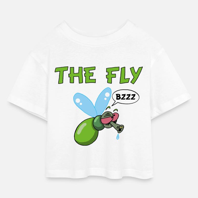 Die Fliege - Kinder Cropped Jersey T-Shirt - Weiß