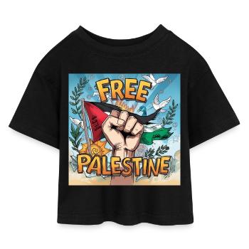 Liberté Palestine : Manifestation à coups de poings - T-shirt Crop Top en jersey Enfant - noir - Devant