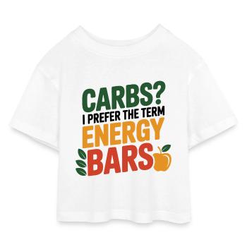 Kohlenhydrate Ich bevorzuge Energieriegel Ernährungsexperte - Kinder Cropped Jersey T-Shirt - Weiß - Vorne