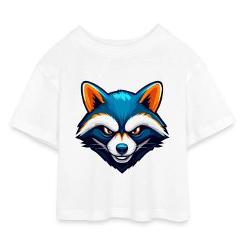 Fierce Raccoon Esports Mascot Logo - Kids’ Cropped Jersey T-Shirt - white - Front