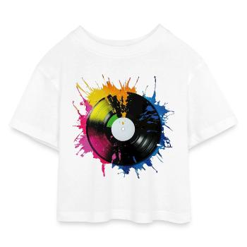 Record - Kids’ Cropped Jersey T-Shirt - white - Front