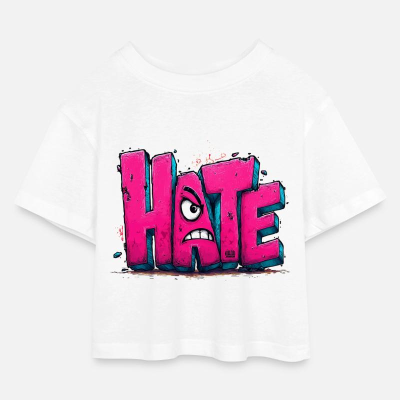Hate Graffiti - Kids’ Cropped Jersey T-Shirt - white
