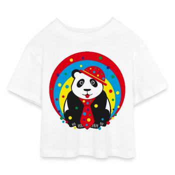 Fasching Panda mit Hut und Krawatte. - Kinder Cropped Jersey T-Shirt - Weiß - Vorne