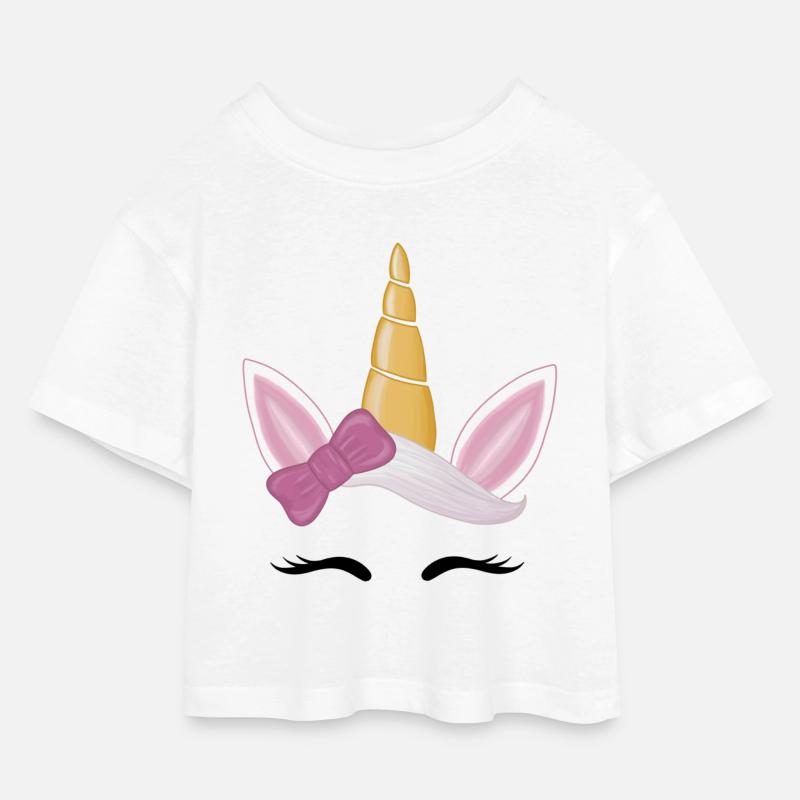 Unicorn - Kids’ Cropped Jersey T-Shirt - white