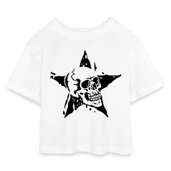 death star death head etoile5 - Kids’ Cropped Jersey T-Shirt - white - Front