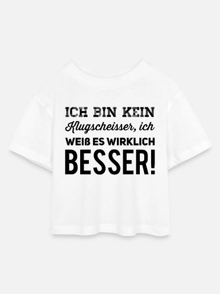 ich bin kein Klugscheisser - Kinder Cropped Jersey T-Shirt - Weiß