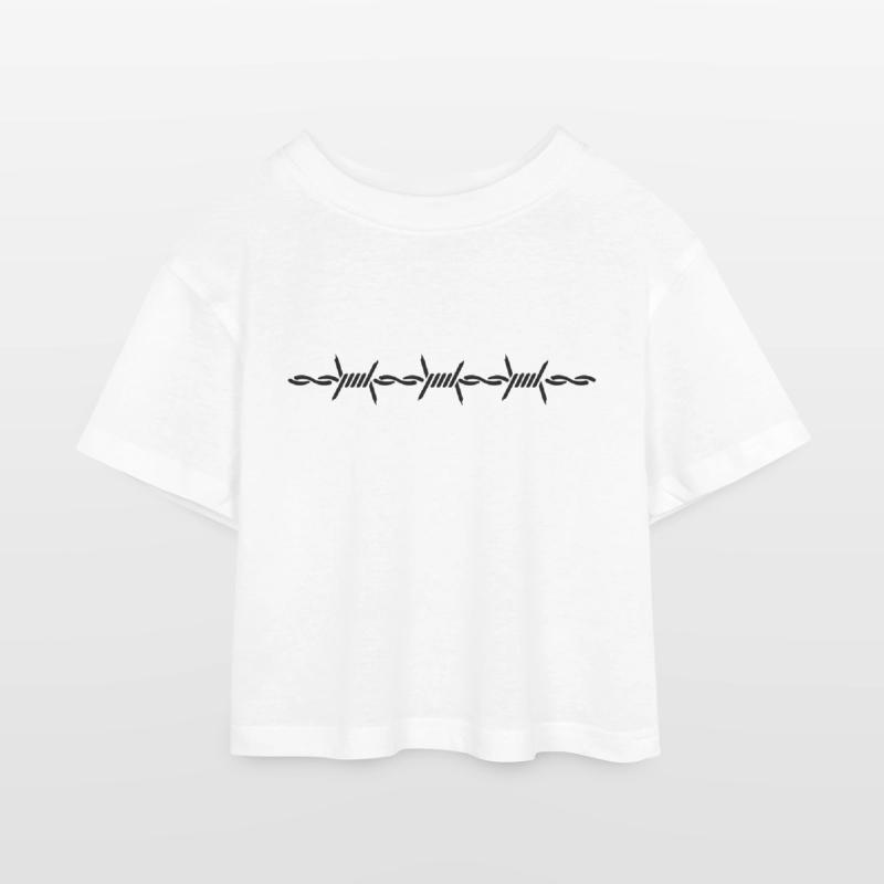 Stacheldraht / barbed wire (1c) Kinder Cropped Jersey T-Shirt