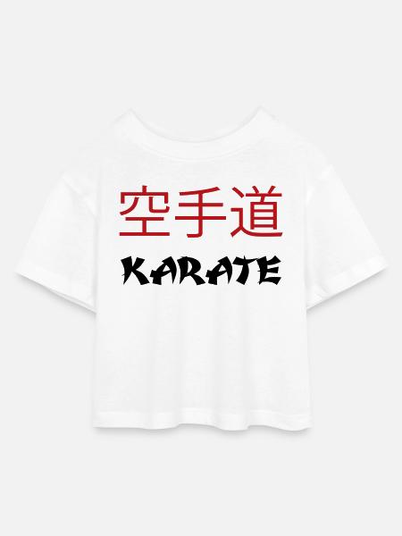 karaté - Kinder Cropped Jersey T-Shirt - Weiß