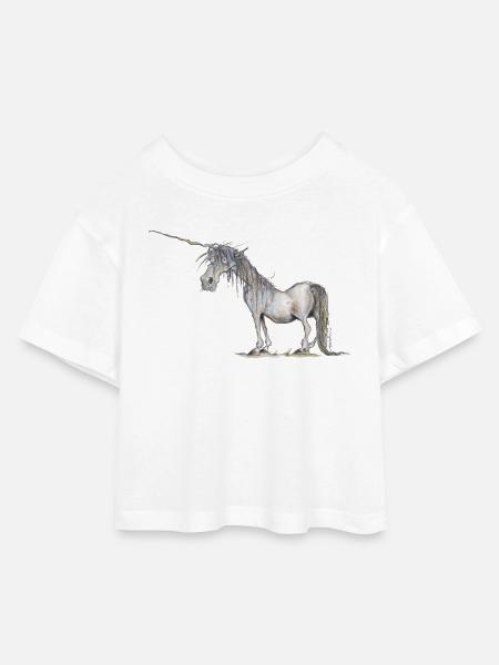 Das letzte Einhorn - Kinder Cropped Jersey T-Shirt - Weiß