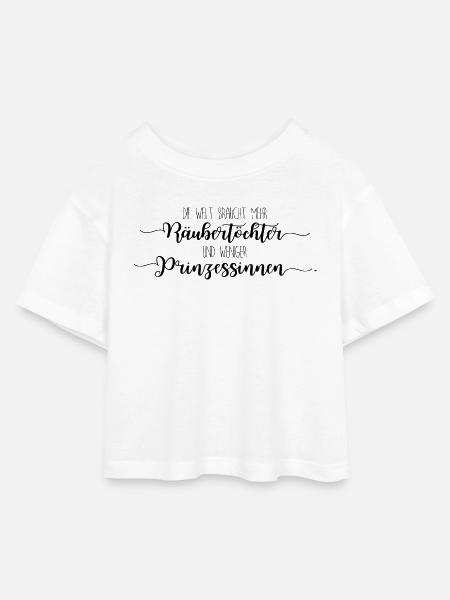 Räubertochter oder Prinzessin - schwarz - Kinder Cropped Jersey T-Shirt - Weiß