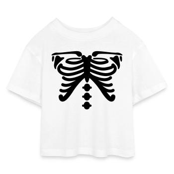 skeleton - Kids’ Cropped Jersey T-Shirt - white - Front