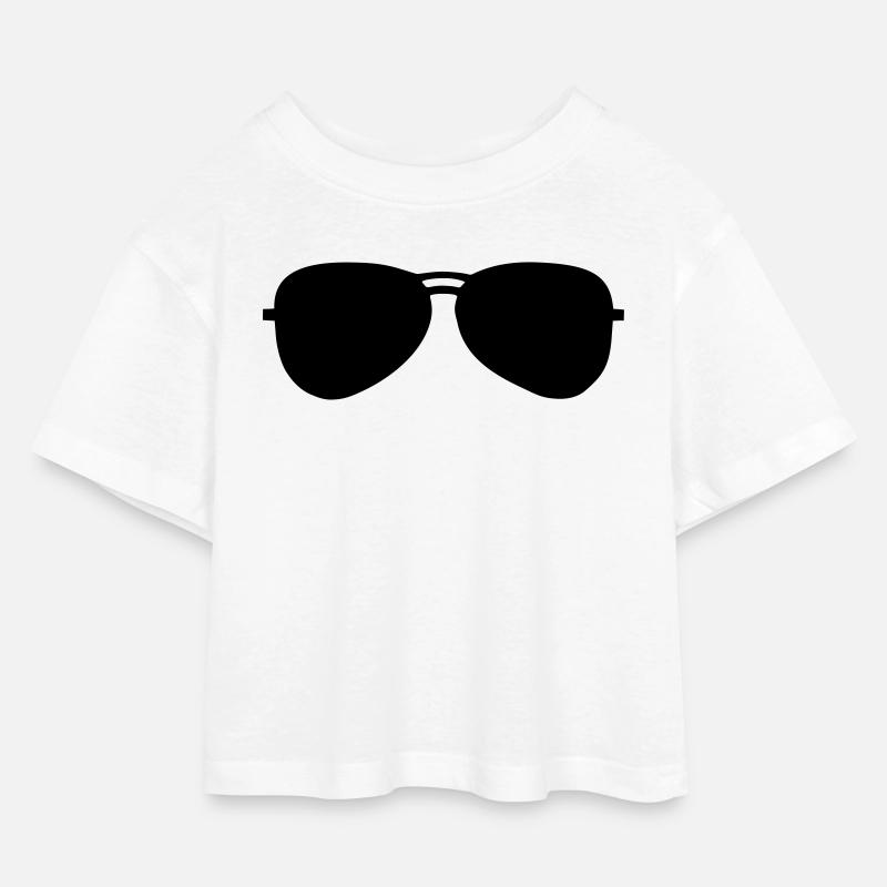 Sunglasses - Kinder Cropped Jersey T-Shirt - Weiß