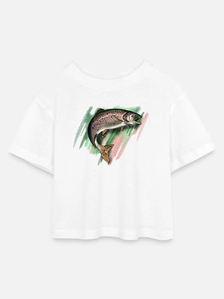 Forelle - Kinder Cropped Jersey T-Shirt - Weiß