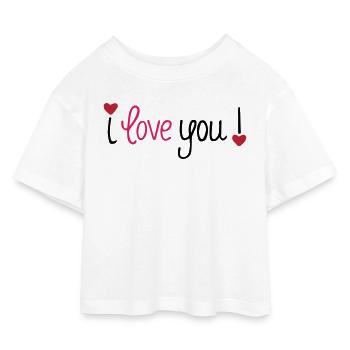 Valentine's Day I Love You Hearts - Kids’ Cropped Jersey T-Shirt - white - Front