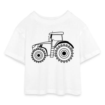 Traktor Symbol Umriss Landwirtschaft - Kinder Cropped Jersey T-Shirt - Weiß - Vorne
