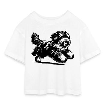 Terrier tibétain - T-shirt Crop Top en jersey Enfant - blanc - Devant