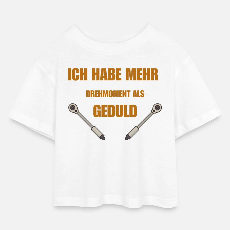 Drehmoment oder Geduld - Kinder Cropped Jersey T-Shirt - Weiß