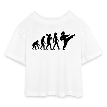 Karate Evolution - Kids’ Cropped Jersey T-Shirt - white - Front