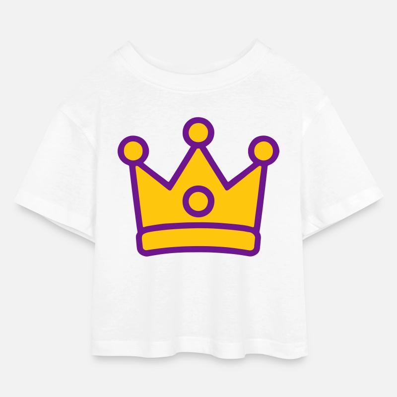 Krone! - Kinder Cropped Jersey T-Shirt - Weiß