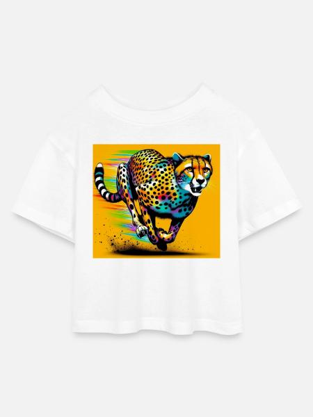 Gepard - Kinder Cropped Jersey T-Shirt - Weiß