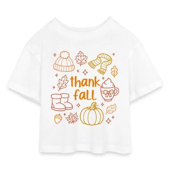 Thank Fall - Kids’ Cropped Jersey T-Shirt - white - Front