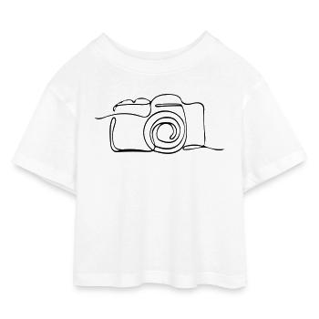 Kamera - Kinder Cropped Jersey T-Shirt - Weiß - Vorne