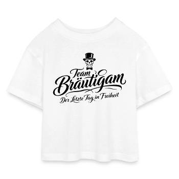 Team Groom Saying Bachelor Party - Kids’ Cropped Jersey T-Shirt - white - Front