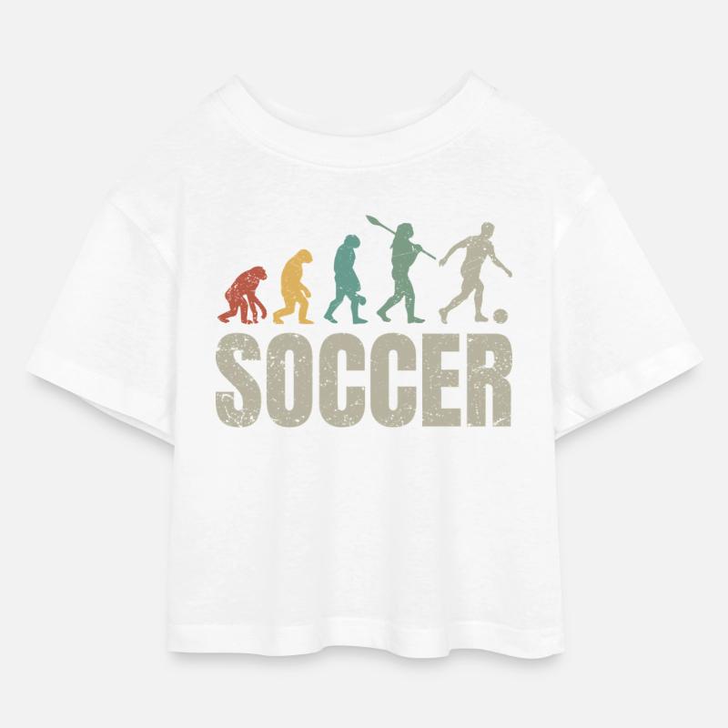 Football Evolution | Soccer Evolution - Kids’ Cropped Jersey T-Shirt - white