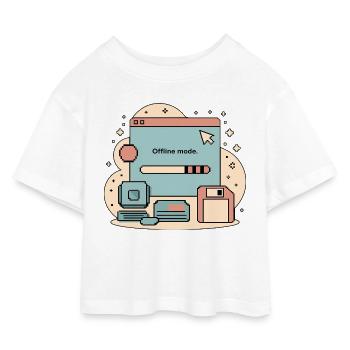 Offline Fashion Retro Internet - Kids’ Cropped Jersey T-Shirt - white - Front