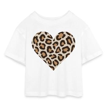 Leopardenherz-Druck - Kinder Cropped Jersey T-Shirt - Weiß - Vorne