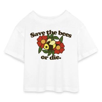Save the Bees or Die - Kids’ Cropped Jersey T-Shirt - white - Front