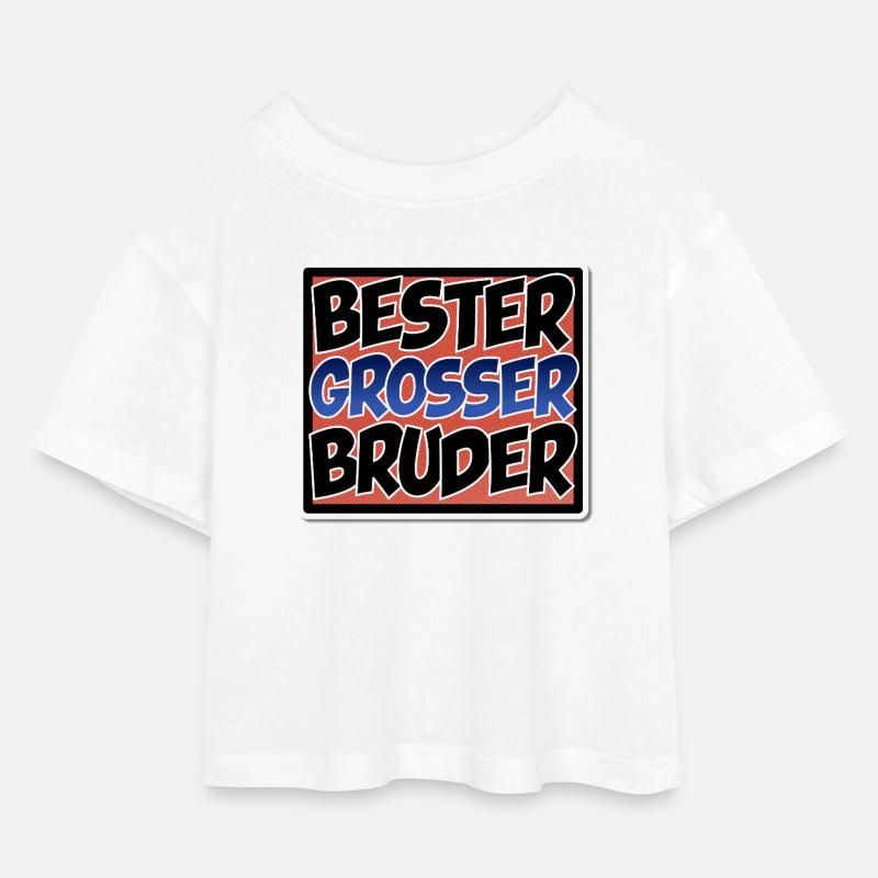 Bester großer Bruder - Comic Stil - Kinder Cropped Jersey T-Shirt - Weiß