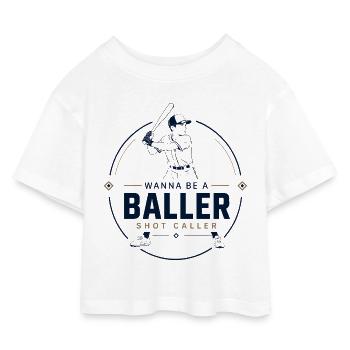 Baseball Baller: Retro Sports Style - Kids’ Cropped Jersey T-Shirt - white - Front